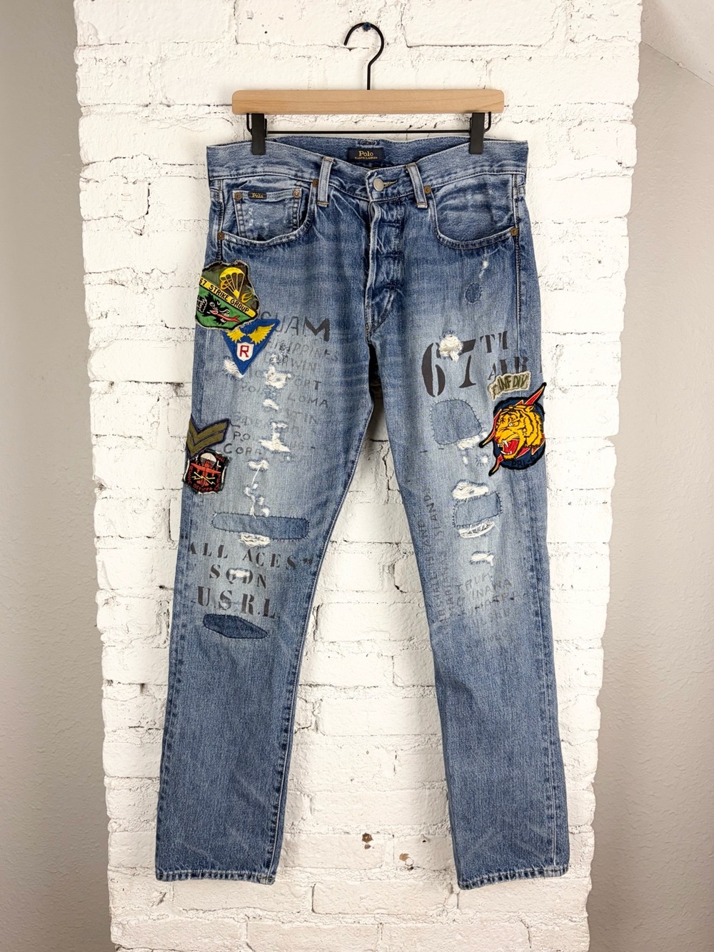 Polo Ralph Lauren US-RL Varick Slim Straight Military Tiger Sportsman Jeans 32
